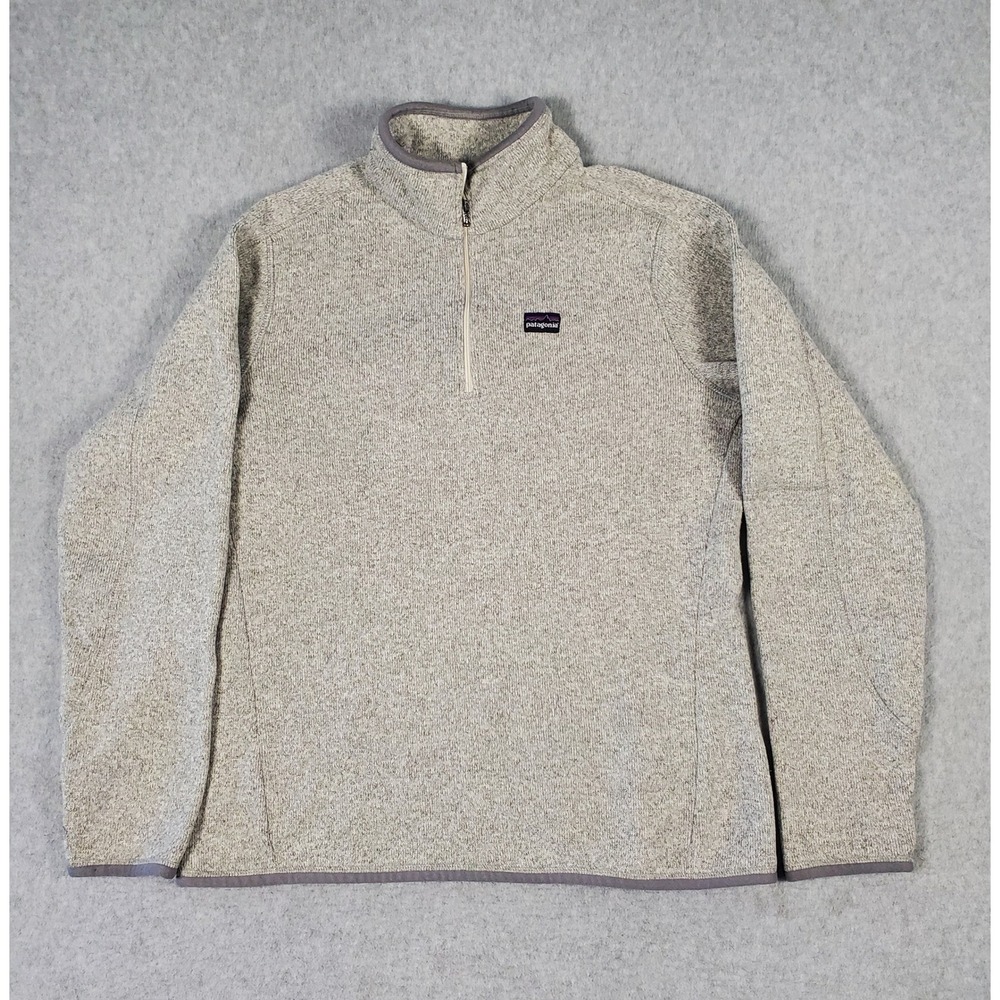 Patagonia Better Sweater Womens Large 1/4 Zip Pullover Fleece Gray Beige Heather